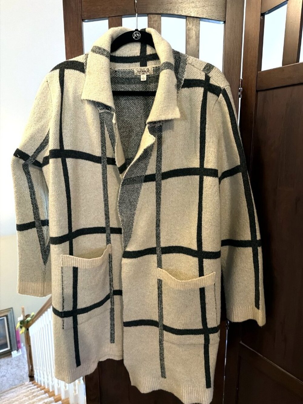 One World Windowpane Open Cardigan